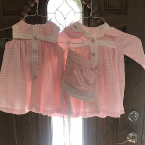 Perfect for Easter NWOT Pink and White Gingham Dress, Matching Coat Bonnet 18 mo